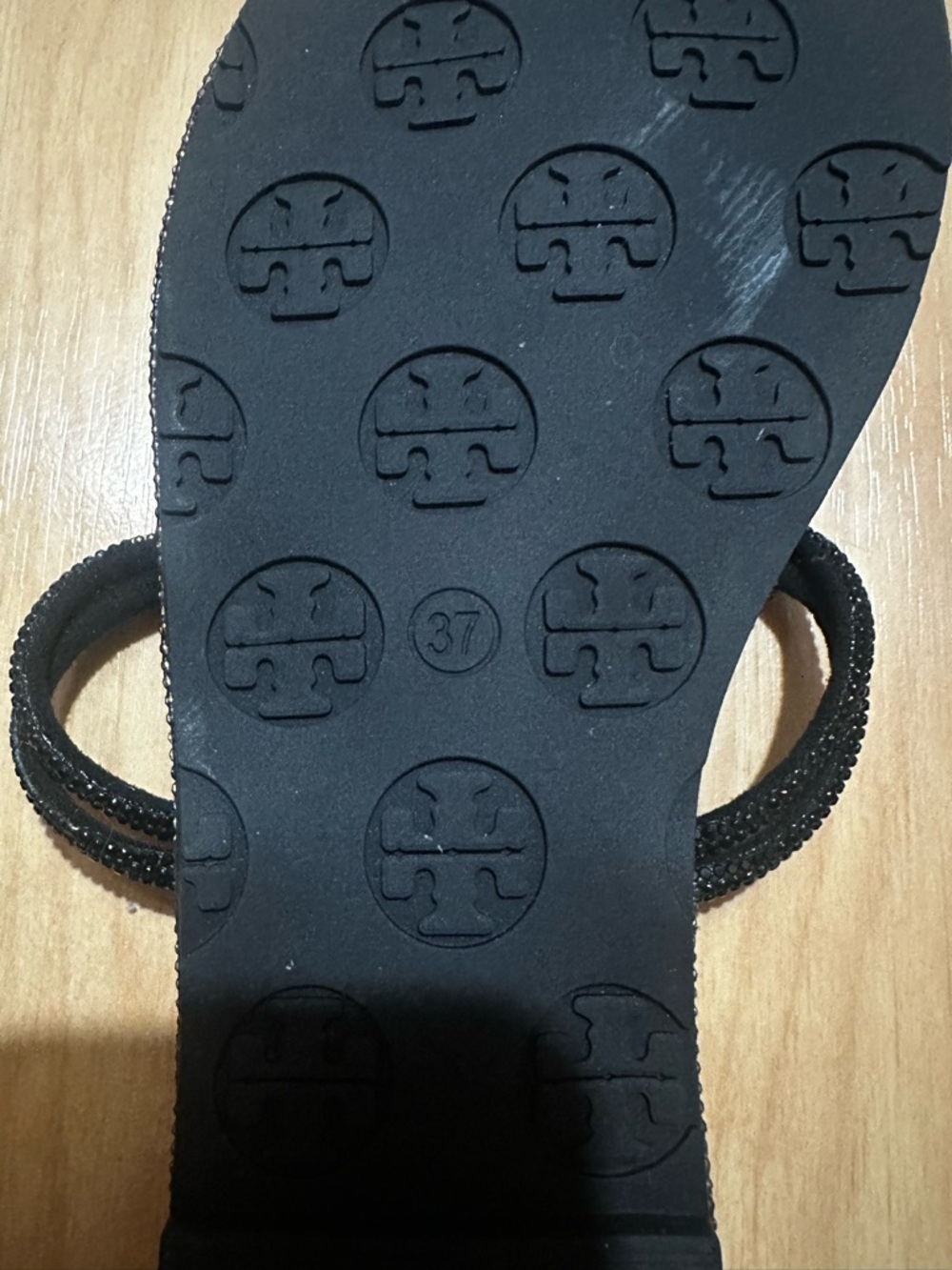 Tory Burch Black Embellished Logo Thong Sandals - Picture 4 of 4
